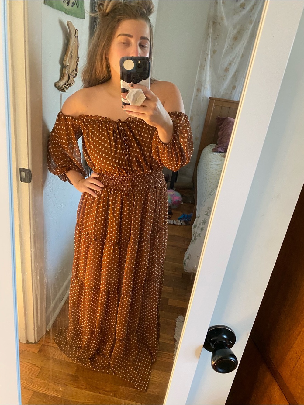 House of Harlow 1960 x REVOLVE Sapphire Dress S NWOT Brown Polka Dot Maxi Dress - Picture 6 of 8